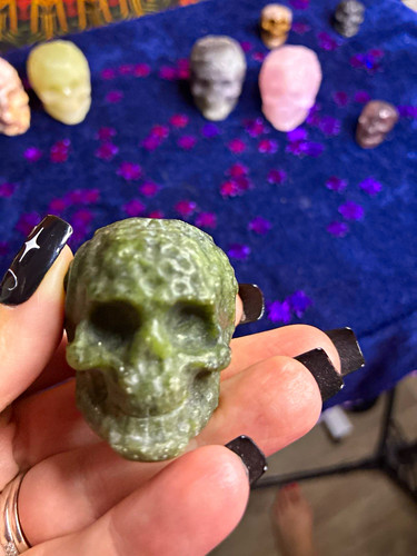 Green jade crystal skull - green,