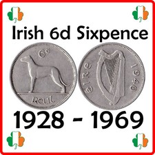 Ireland | Irish 6d | 6 Pence | Irish Wolfhound | 1928 - 1969