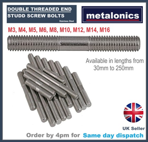 Double threaded end bolt screw - end,