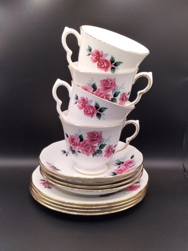 Vintage bone china trios - x4,