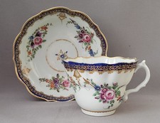 ANTIQUE LARGE WORCESTER MARRIAGE PATTERN BREAKFAST CUP & SAUCER C1785