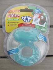 Nuby Silicone Teethe-EEZ Teether Soothing, Hygienic Case, BPA FREE - Blue