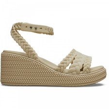 Crocs Brooklyn Woven Wedge Platform Sandals in Chai beige/nude UK 7 Worn Once