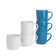 6x Coloured Tea Coffee Mug Contemporary Ceramic Stoneware Drinks Mugs - 350ml