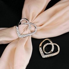 Women Metal Rhinestone Scarf Buckle Heart Scarf Brooch T-shirt Buckle Ring Clip