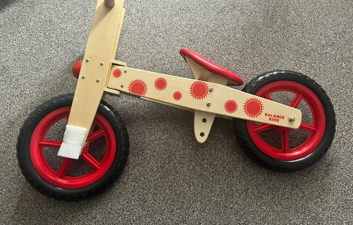 Red wheel wooden balance - wheel, bike