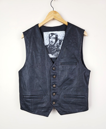 Real leather waistcoat vintage - leather,
