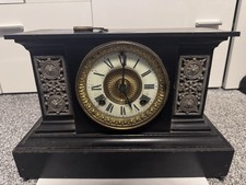 Antique Ansonia Cast Iron Mantel Clock With Key