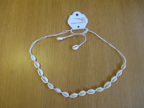 White cowrie shell necklace - white,