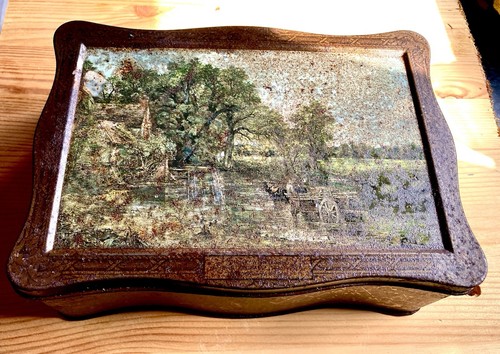 Vintage old metal tin box - tin,