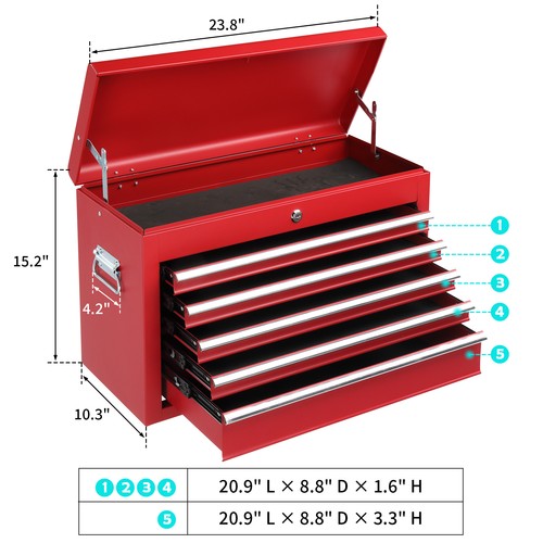Red drawer metal top chest - drawer,