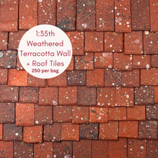 Dolls House 1:35th Scale 250 x Styrene Miniature Roof Tiles Weathered Terracotta