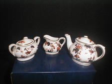 Coalport Hong Kong Bone China Miniature Teapot Milk Jug Sugar Bowl Imari