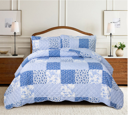 Quilted patchwork bedspread - quilted,