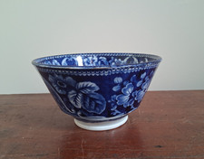 Historical Staffordshire Dark Blue Transferware Waste Bowl 19thC
