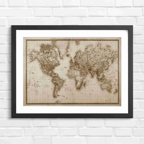 Vintage colorful world map - vintage,