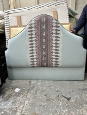 Thibaut Akola Stripe fabric Headboard Upholstered by hand. Indian block print
