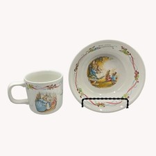 Wedgwood Peter Rabbit Christening Mug Bowl Set Bunny Child Religious White