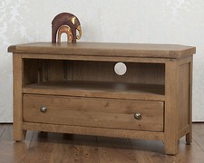 Corner Oak TV Cabinet Solid Pine Stand Unit Chunky Dorset Country Assembled