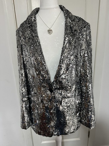 Silver sequin blazer - m&s,