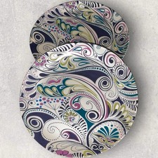 Denby Monsoon Cosmic 2x Salad Dessert Plates 8.5” Paisley New w/o Tags Excellent