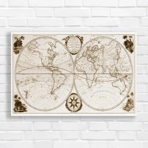 Vintage world map - vintage, sepia