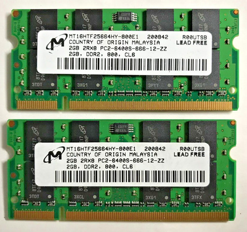 Micron 4gb ddr2 sodimm - (2x2gb),