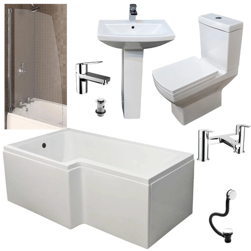Shower bath suite shaped - shower, l