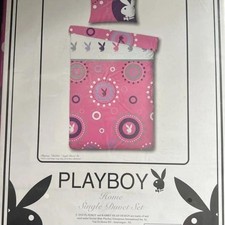 Pink white purple PLAYBOY duvet cover pillowcase bedding bedcover single bed set