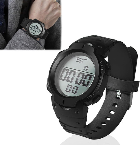 Black waterproof referee watch - black,