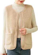 Ladies Fleece Fur Body Warmer Zip Up Waistcoats Gilet Jacket Lambswool Tops