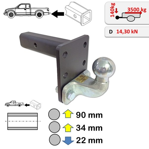 Towbar ball hitch adapter for - hitch,
