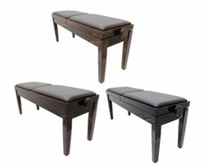 DUET - Piano Stool (Seats Adjust Separately with Vinyl Top) Mahogany, Walnut