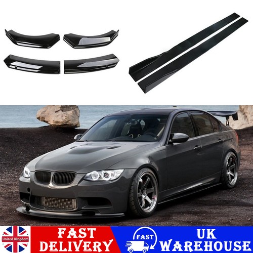 Gloss black front bumper lip - black,