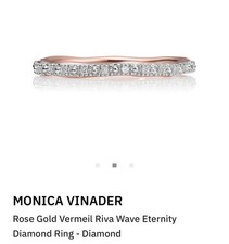 Monica Vinader Riva Wave Eternity lab grown  Diamond Ring 18K Rose Gold Size T