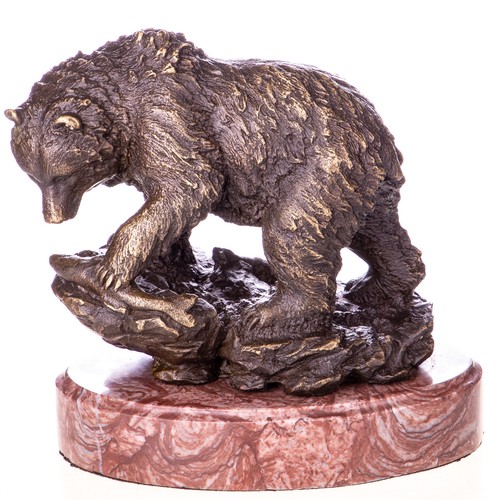 Bronze sculpture bear with - bronze,