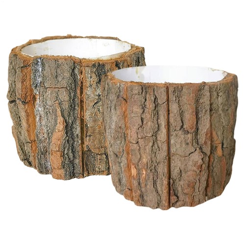 Wooden bark flower pot - bark,