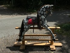 Vintage Wooden Rocking Horse Toy Dappled Grey