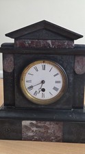 Antique Marble&Slate French Mantle Clock Working Condition Aprox 12" Tall