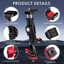 360 Adjustable Mobile Phone Holder 1/4 Thread 2 Hot Shoe Tripod Adapter Phone