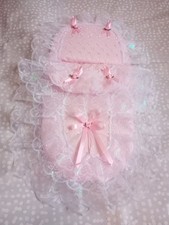 DOLLS PRAM SET PINK, LILAC, BLUE  BRODERIE ANGLAISE SILVER CROSS RANGER PIONEER 