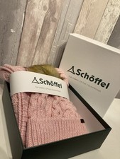 Schoffel Bakewell Pink Cable Knit Bobble Hat and Long Scarf Set New in Box