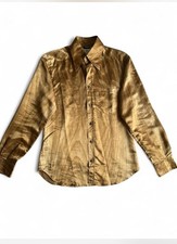 Vintage D&G Dolce & Gabbana Men’s 100% Silk Shirt L | Made in Italy Gold Pattern