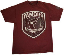 Famous Stars and Straps Shirt Men's MEDIUM Red Streetwear Short Sleeve Tee