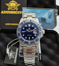 BNIB ADDIESDIVE MY-H3-2QZ SOLID STEEL BLUE CERAMIC JAPAN QUARTZ WATCH 200m BGW9