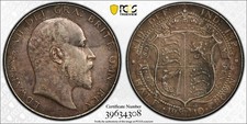 Great Britain, 1910 Edward VII Half Crown 1/2 Crown. PCGS AU 50 2,558,000 Minted