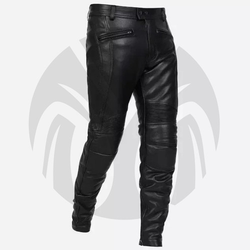 Men black leather motorcycle - men's,