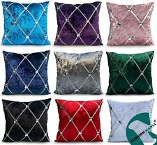 Large Crush Velvet Diamante Chesterfield Cushions or  Covers 3 Sizes 5 Colors