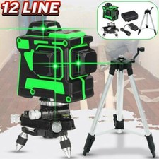 12 Lines Green Laser Level 3D 360° Self Leveling Cross Measure Tool Set & Tripod