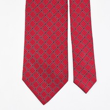 STEFANO RICCI TIE Geometric Check in Red Silk Necktie